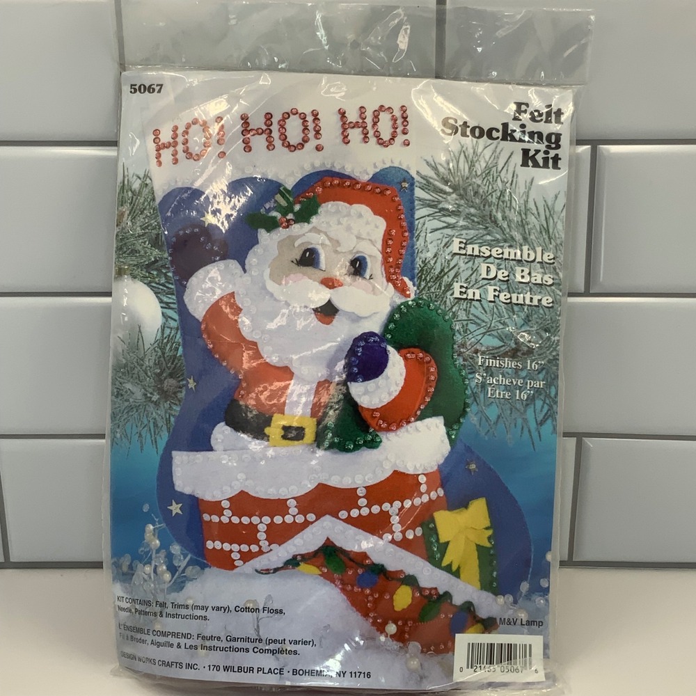 Design‎ Works Crafts Ho Ho Ho Santa Felt Stocking Kit 5067 Christmas DIY 16 Inch